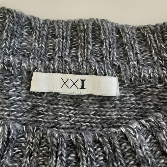 XXI Gray Marled Cable Knit Short Sleeve Pullover Sweater Sz M - Picture 7 of 7